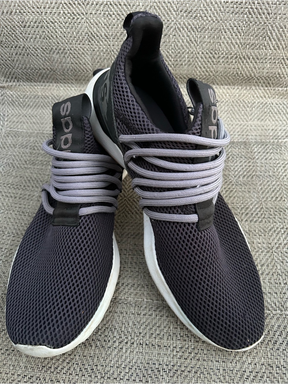 adidas Men's Black and Gray Mesh Slip-On Sneakers sz 10